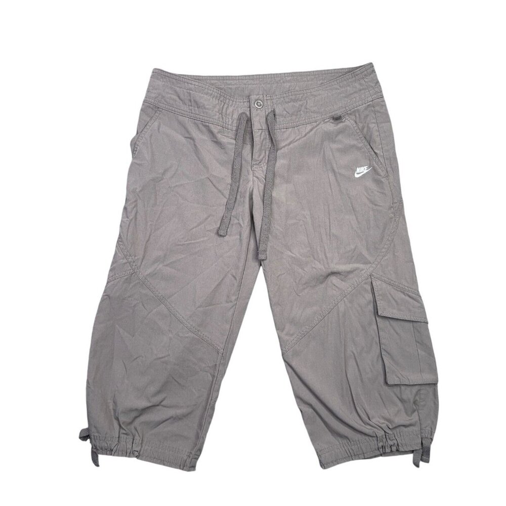 Nike Capri Crop Pants Womens Medium Gray Drawstring Vintage Y2K 265539-002